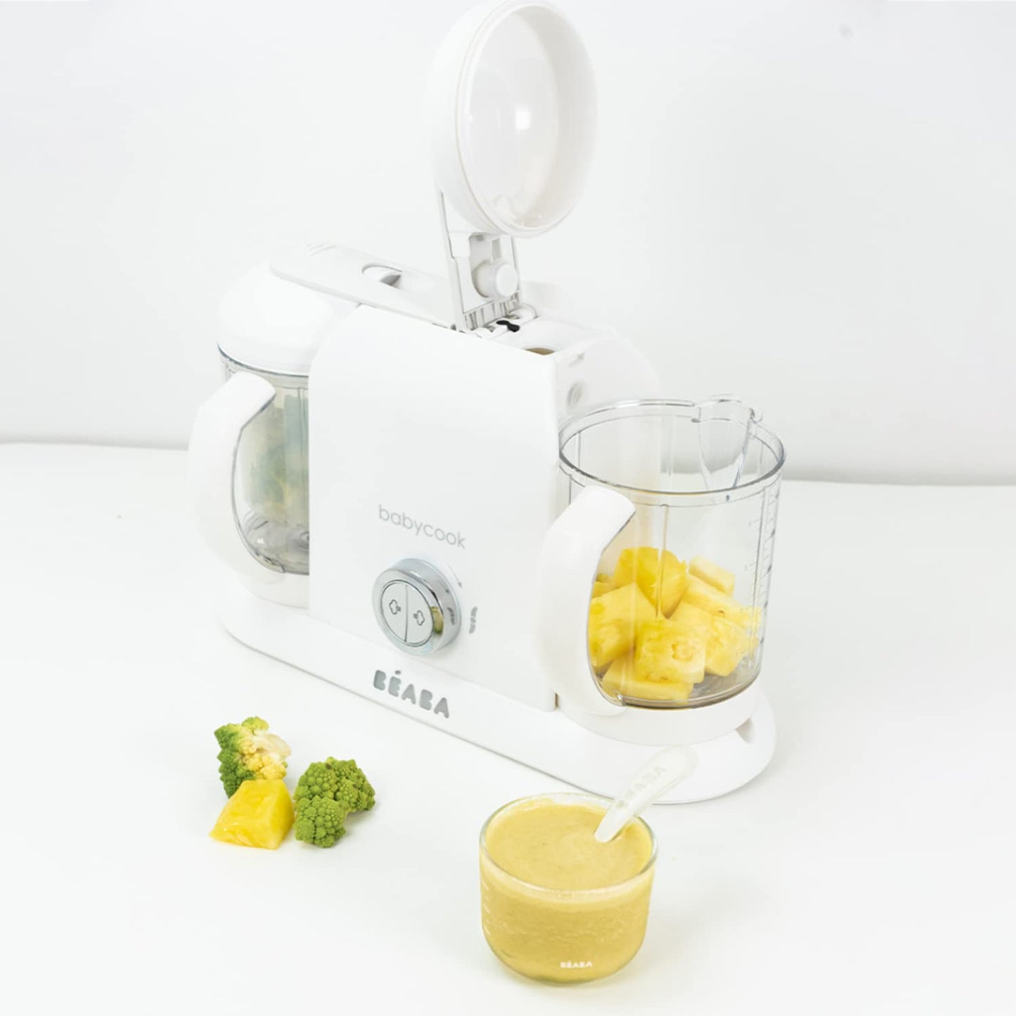 BEABA Babycook Duo 4 in 1 Baby Food Maker, Puree Steamer and Blender for Purees, Grinder with Auto Steam Cooking, Lrg 9.1 Cup Capacity, Makes 54 Servings in 20 Mins, Charcoal