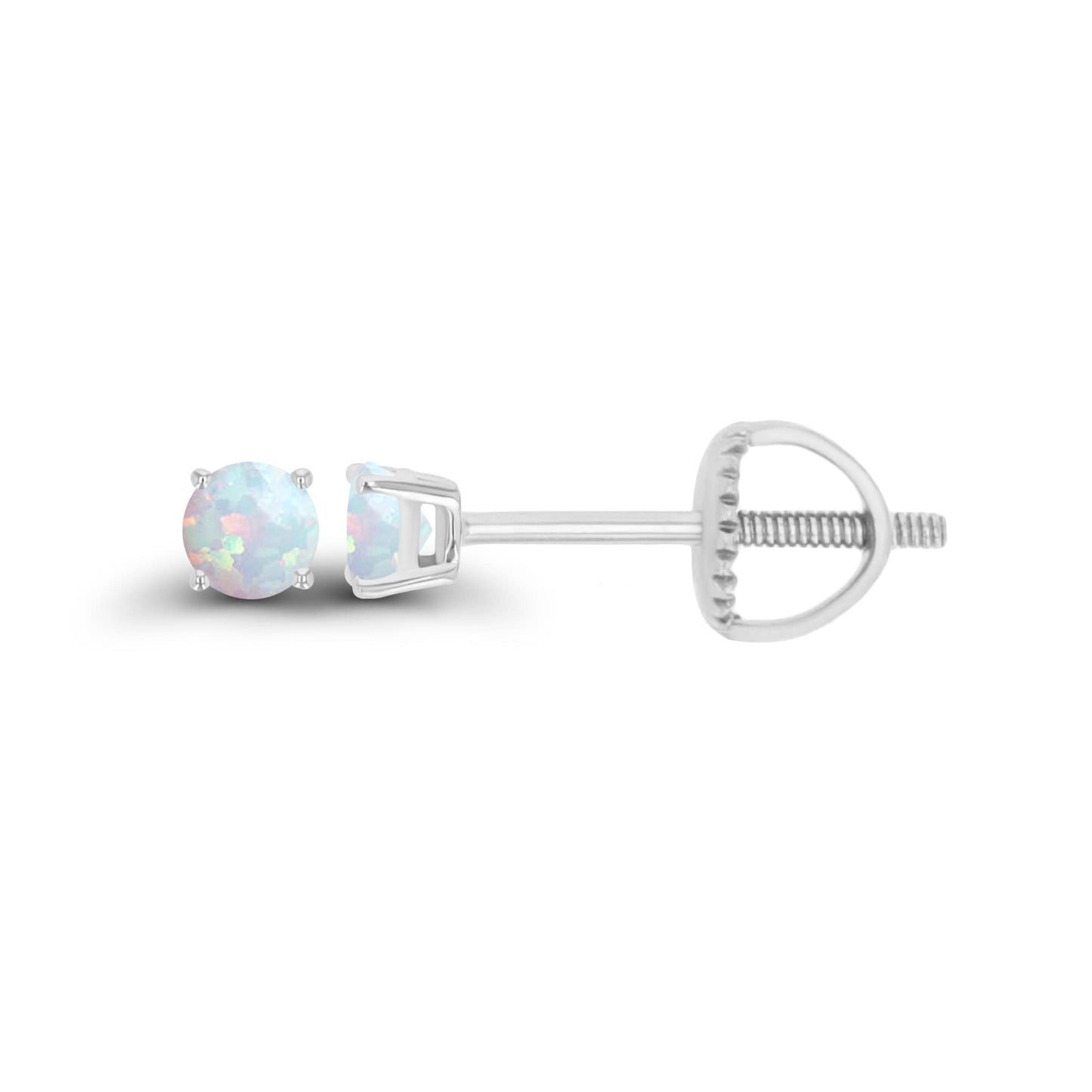 14K Gold Plated 925 Sterling Silver Hypoallergenic 3mm Round Genuine Birthstone Solitaire Screwback Stud Earrings