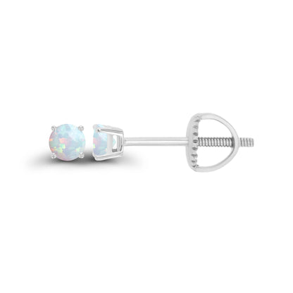 14K Gold Plated 925 Sterling Silver Hypoallergenic 3mm Round Genuine Birthstone Solitaire Screwback Stud Earrings