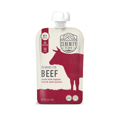 Serenity Kids 7+ Months World Explorers Baby Food Pouches Puree Made With Ethically Sourced Meats & Organic Veggies | 3.5 Ounce BPA-Free Pouch | Beef Chimichurri | 6 Count