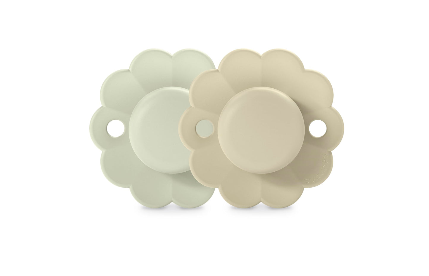 Suavinex Wonder Baby Pacifier, SX Pro Silicone Nipple, Reversible, Non Irritating Shield Design, 2 Pk Pacifiers 0-6 Months, Made in Europe, Mauve/Chalk