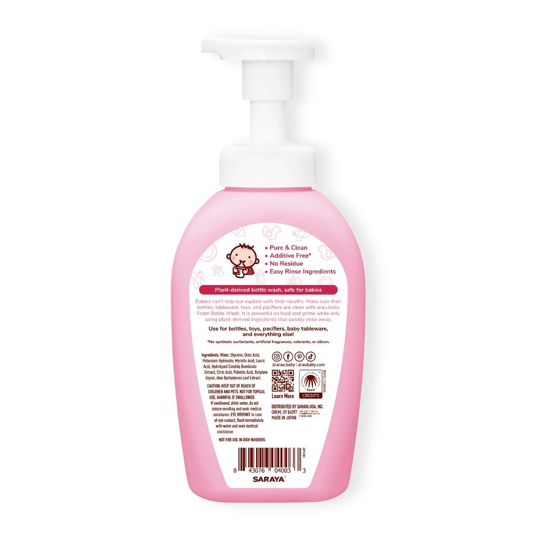 Unscented Foam Bottle Wash, Natural Plant Based Baby Bottle & Dish Soap, No Artificial Fragrance or Additives, Gentle for Washing Bottles, Pacifiers and Toys, Easy Rinse, 15.21 Fl Oz