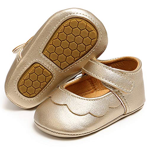 LAFEGEN Baby Girls Mary Jane Flats with Bownot Non Slip Soft Sole PU Leather Newborn Infant Toddler First Walker Cirb Dress Shoes