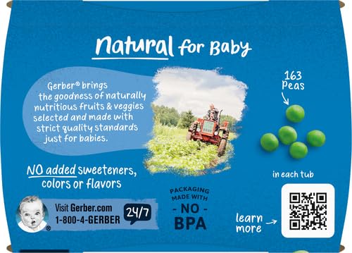 Gerber Baby Food Pea, 4 Oz, 2 Ct Tubs