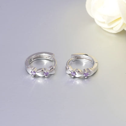 CiNily 14K White Gold Plated Small Hoop Earrings for Women Girls Heart Cubic Zirconia Hypoallergenic Earrings
