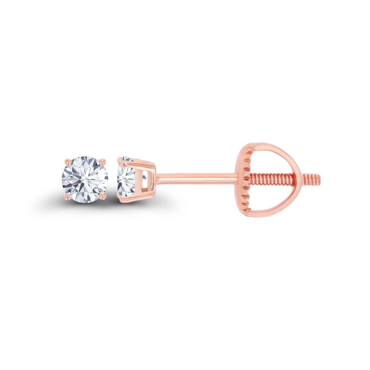 14K Gold Plated 925 Sterling Silver Hypoallergenic 3mm Round Genuine Birthstone Solitaire Screwback Stud Earrings