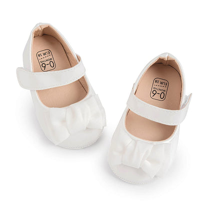ohsofy Infant Baby Girls Mary Jane Flats Non-Slip Bowknot Princess Wedding Dress Shoes Toddler Crib Shoes