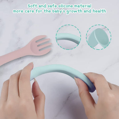 Vicloon Silicone Baby Feeding Spoons - 7 PCS First Stage for Infants, Ultra-Durable & Chewproof, Dishwasher Safe Baby Utensils
