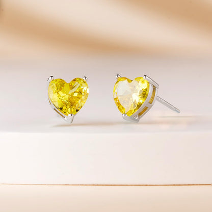 14K Gold Plated Stud Earrings 925 Sterling Silver Post Earrings Heart Love Cubic Zirconia Stud Earrings Small Cute for Women