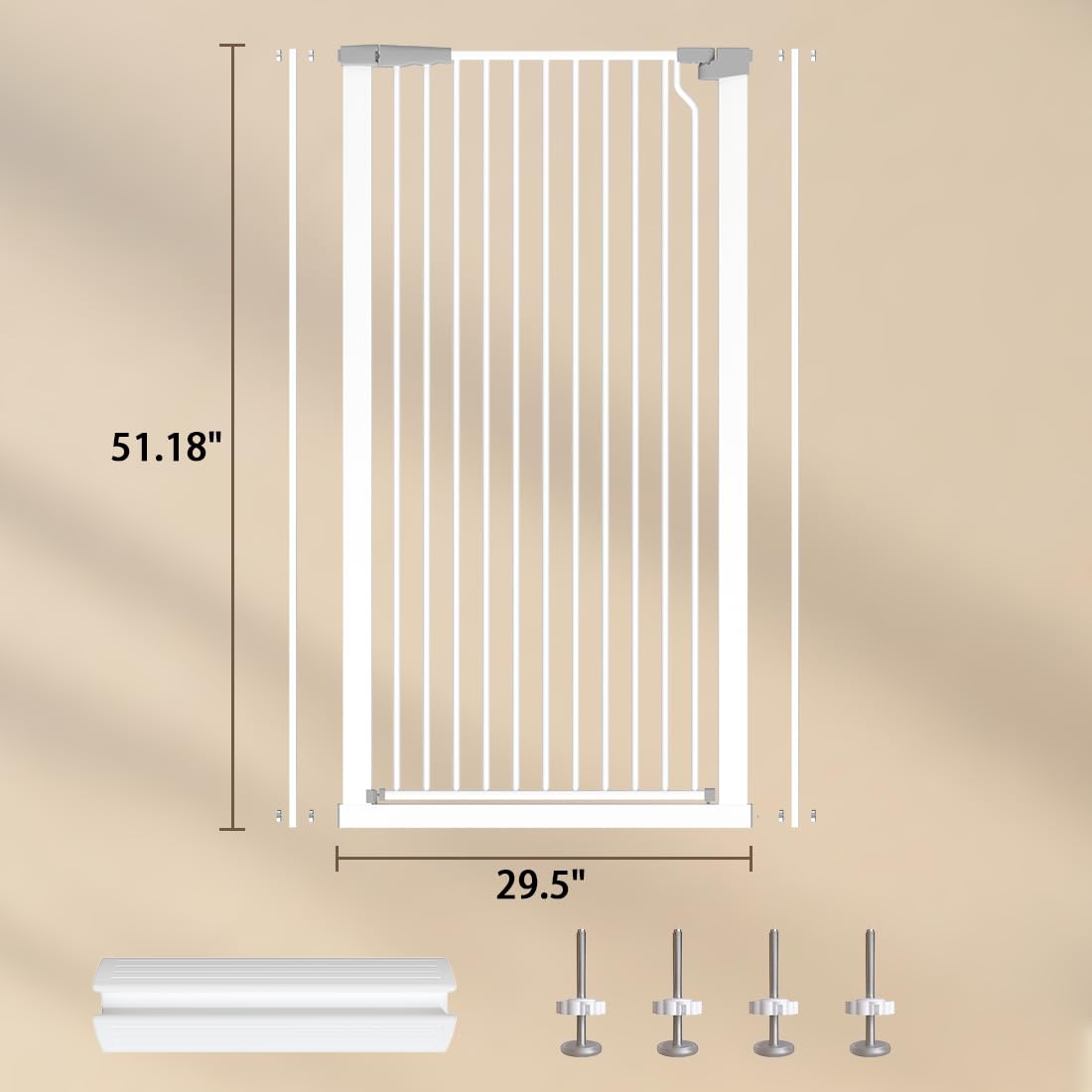 Fairy Baby 51.18" Extra Tall Cat Gate for Doorway, 29.5"-40.5" Extra Wide Pet Gate Dog Barrier Indoor for Cats Dogs, Kid Puppy Dog Gate No Jumping Over & No Climb, Metal Child Safety Proof Gate, Black