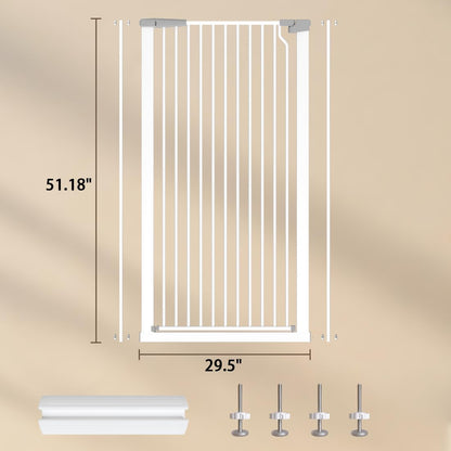 Fairy Baby 51.18" Extra Tall Cat Gate for Doorway, 29.5"-40.5" Extra Wide Pet Gate Dog Barrier Indoor for Cats Dogs, Kid Puppy Dog Gate No Jumping Over & No Climb, Metal Child Safety Proof Gate, Black