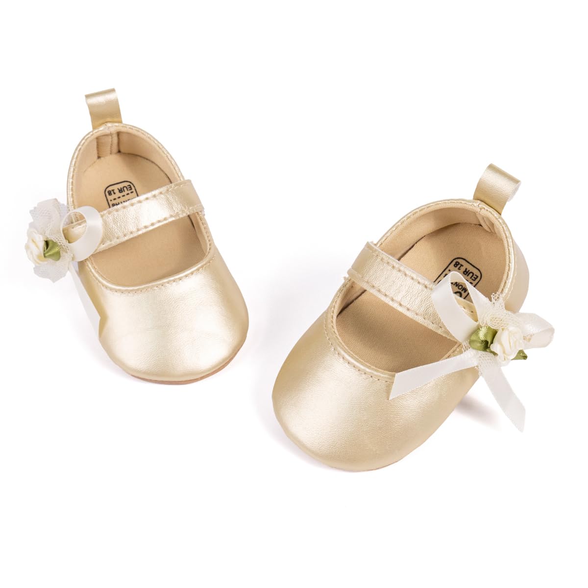 ohsofy Infant Baby Girls Mary Jane Flats Non-Slip Bowknot Princess Wedding Dress Shoes Toddler Crib Shoes