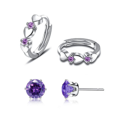 CiNily 14K White Gold Plated Small Hoop Earrings for Women Girls Heart Cubic Zirconia Hypoallergenic Earrings
