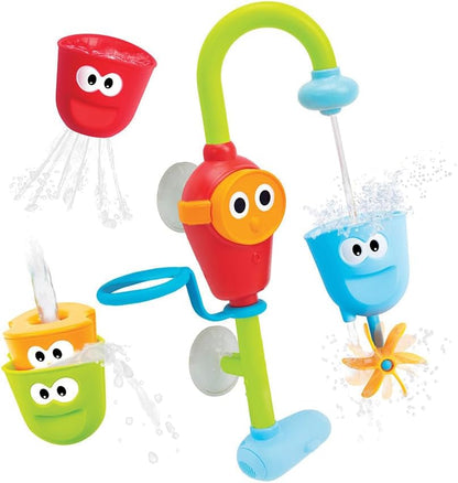 Yookidoo Toddler and Baby Bath Toy (Ages 1-3): Flow N Fill - 3 Stackable Play Cups - Battery Operated Interactive Hose Toy & Tumblers with Multiple Play Aspects - Make Bath Time Maigcal (No Mold)
