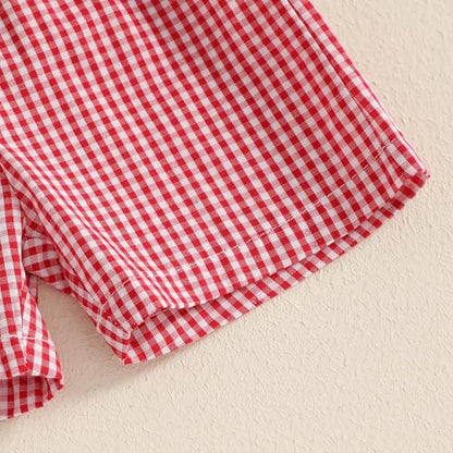 fhutpw Baby Toddler Boy Summer Clothes Embroidery Pattern Short Sleeve Tops & Casual Shorts 6 12 18 Months Outfits Sets
