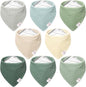 Bearmoss Muslin Baby Bibs 8 Pack Soft Bandana Bibs for Drooling & Teething, Absorbent Burp Cloths with Adjustable Snaps