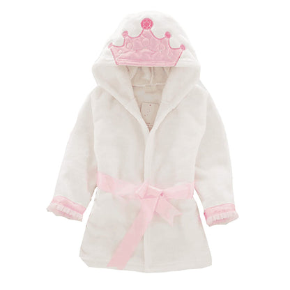 Unisex Baby Plush Bathrobe, Toddler Baby Boys Girls Cute Cartoon Animal Face Robe Flannel Hooded Fleece Bathrobe
