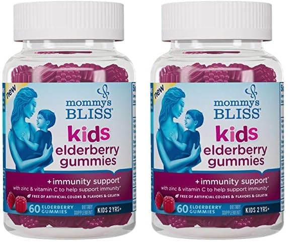 Mommy's Bliss Organic Elderberry Syrup & Immunity Boost With Vitamins, Prebiotics & Echinacea for Kids & Adults 1 yr+, 3 Fl Oz