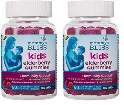 Mommy's Bliss Organic Elderberry Syrup & Immunity Boost With Vitamins, Prebiotics & Echinacea for Kids & Adults 1 yr+, 3 Fl Oz