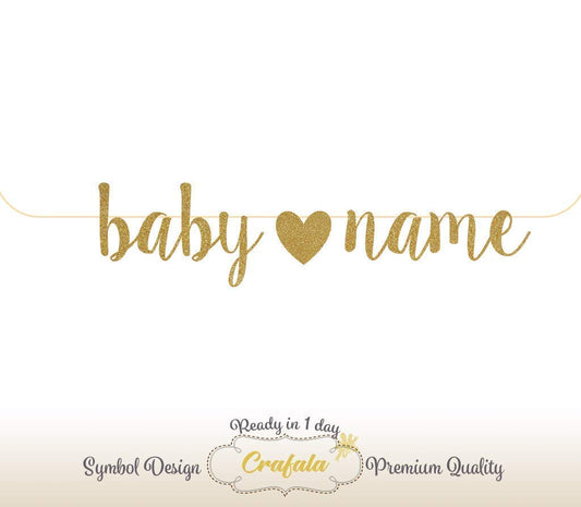 Baby name Glitter Banner | Baby Shower Banner Gold Sliver New Born Decor, Modern Baby Shower, Pregnancy Banner, Baby Announcement