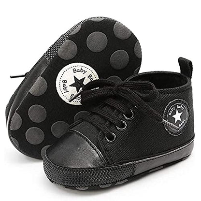Unisex Baby Girls Boys Canvas High-top Shoes, Newborn Infant Anti-Slip Soft Sole Frist Walking Breathable Sneakers