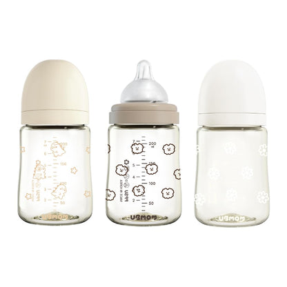PPSU Baby Bottle for Breastfeeding Babies, Anti-Colic Wide-Neck Non-Tip Stable Base, Nipple S Level(0~3M), Easy to Clean Natural Baby Bottle Bundle 200ml, 6.76oz (3pcs Set)