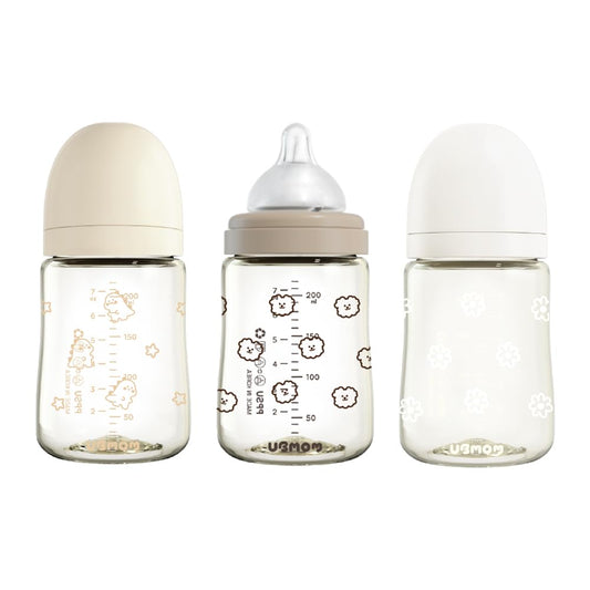 PPSU Baby Bottle for Breastfeeding Babies, Anti-Colic Wide-Neck Non-Tip Stable Base, Nipple S Level(0~3M), Easy to Clean Natural Baby Bottle Bundle 200ml, 6.76oz (3pcs Set)