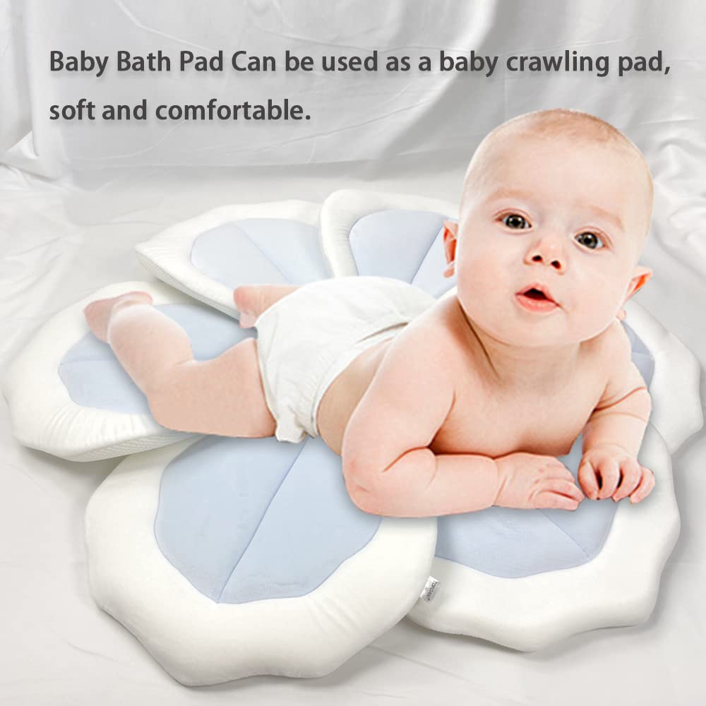 Baby Bath Pad for Infant Bathtub Sink - Flower Mat Tub Lounger - Petal Soft Supports Newborn Bathing Insert Seat - 31" (Pink)
