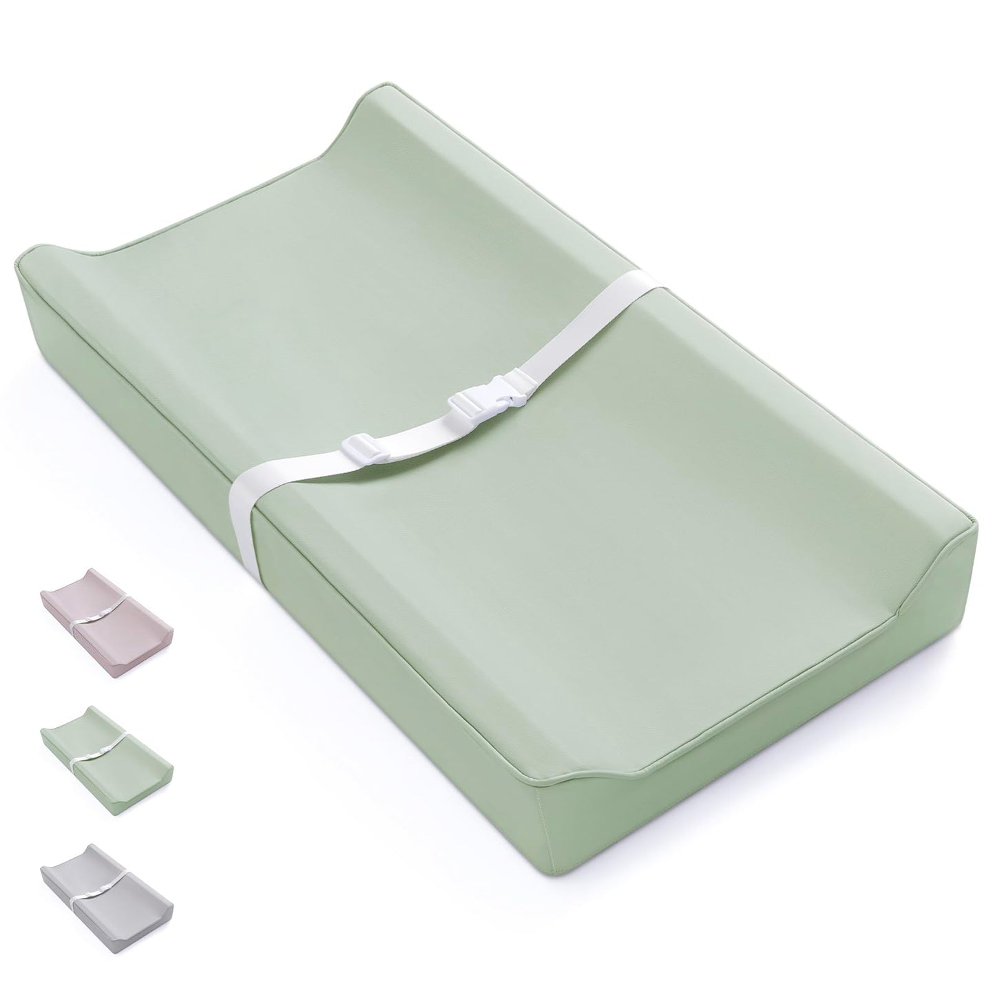 Blissful Diary Vegan Leather Baby Changing Pad with Waterproof & Wipe-Clean PU Cover, Standard Size Cozy Diaper Changing Pad for Dresser and Table, Taupe