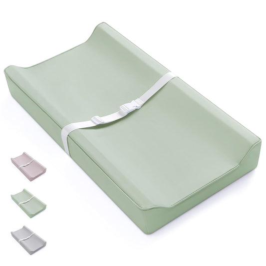 Blissful Diary Vegan Leather Baby Changing Pad with Waterproof & Wipe-Clean PU Cover, Standard Size Cozy Diaper Changing Pad for Dresser and Table, Taupe
