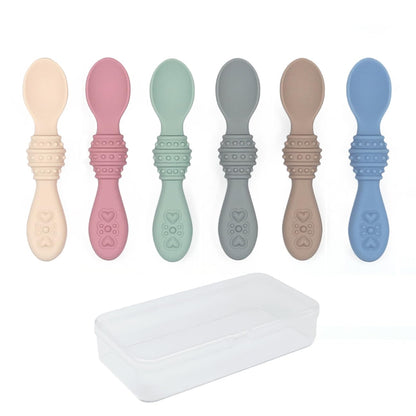 Elk and Friends Silicone Baby Spoons | First Stage Infant Toddler Spoon | Baby Led Weaning Stage | Dishwasher Safe