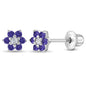 925 Sterling Silver Kids Earrings with 5mm Flower & Screw Backs for Young Girls - Dainty CZ Flower Screw Backs for Toddlers and Little Girls - Cubic Zirconia Floral Studs for Children