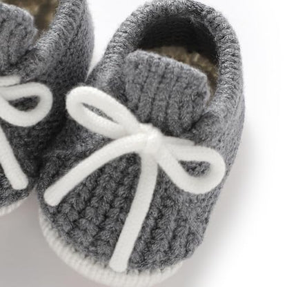 LAWKUL Baby Booties Knit Newborn Shoes Cozy First Walkers Infant Toddler Boots for Boy Girls 0-3 Months