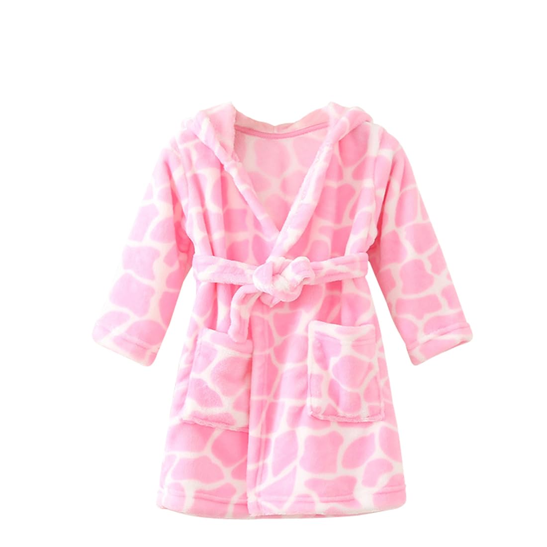 Toddlers Kids Hooded Robe Boys Girls Soft Flannel Bathrobes Pajamas Plush Robe