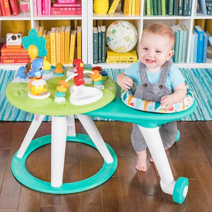 Bright Starts Around We Go 2-in-1 Baby Walker, Discovery Activity Center and Table, Tropic Coral, Ages 6 Months+