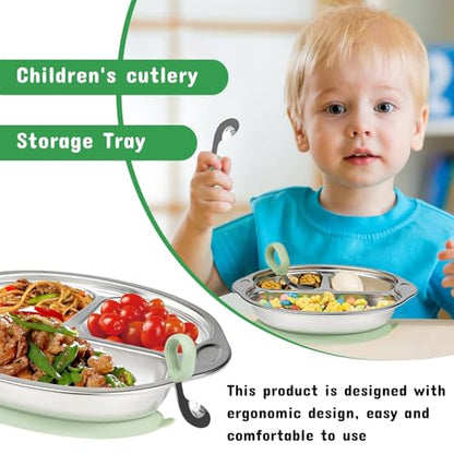 Mrs. Chou® Stainless Steel Baby Suction Plates Divided Designed for Babies and Toddlers, Made of 100% Food-Grade Materials Ideal for Baby-Led Weaning BPA-Free Toddler Feeding Supplies Dishwasher Safe