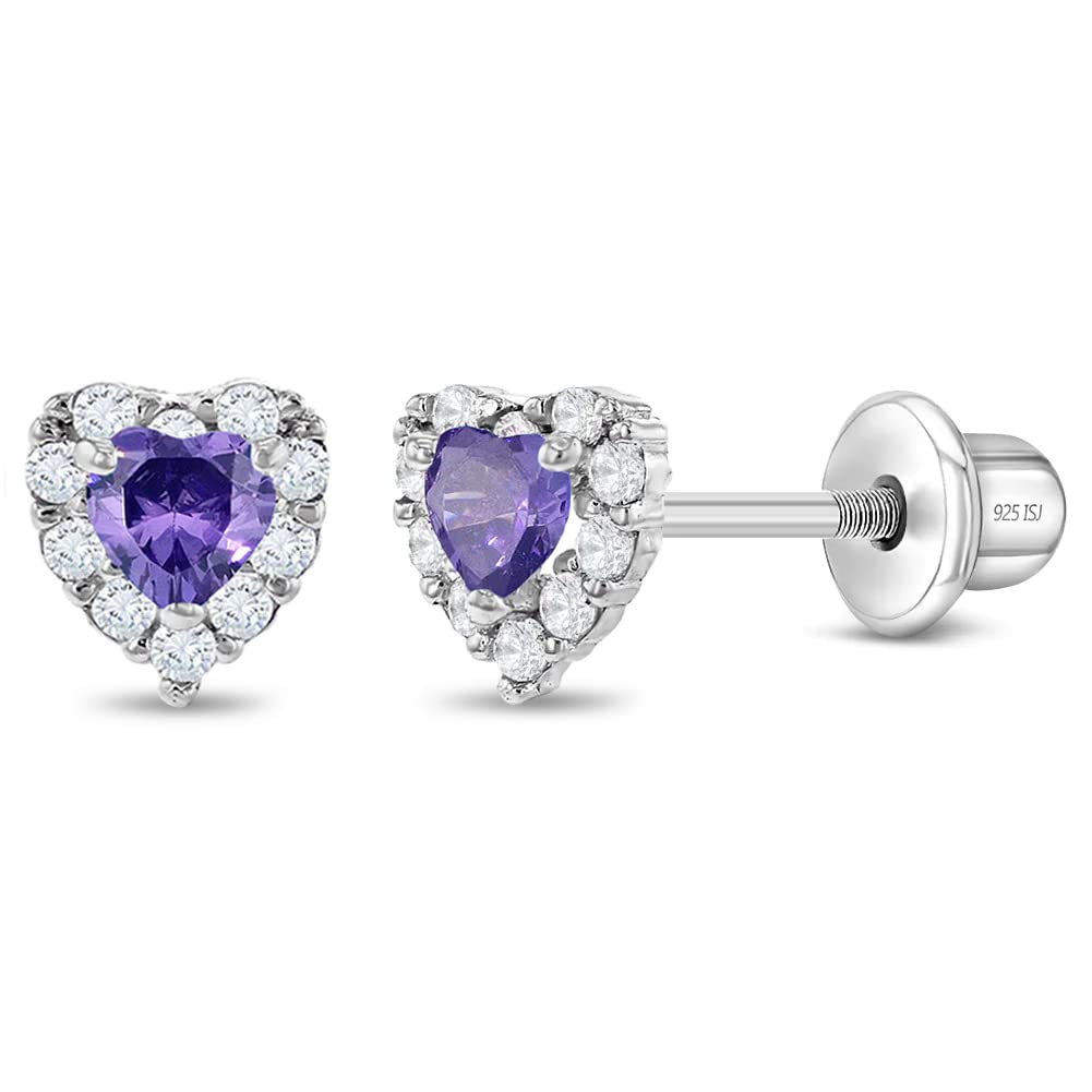 925 Sterling Silver 5mm Multi Cubic Zirconia Diva Heart-Shaped Earrings for Toddlers, Young Girls, and Teens - Brilliant CZ Earrings for Heart-Loving Girls - Adorable and Eye-Catching Jewelry