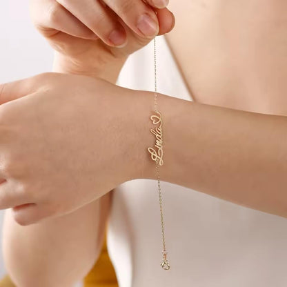 Custom Bracelet with Name 18K Gold Plated Personalized Name Ankle Bracelet Adjustable, Customized Beach Jewelry Gifts for Women Girlfriend