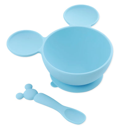 Bumkins Baby Bowls, Disney Minnie Mouse Silicone Baby Feeding Set, Suction Bowls for Baby and Toddler with Spoon, First Feeding Set, Platinum Silicone Bowl for Babies 4 Months