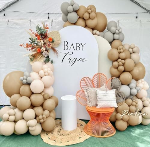 Dusty Blue Balloon Garland Double Stuffed Slate Pastel Blue White Sand Pearl Balloon Arch Kit for Baby Shower Birthday Bridal Shower Wedding Graduation Party Decorations