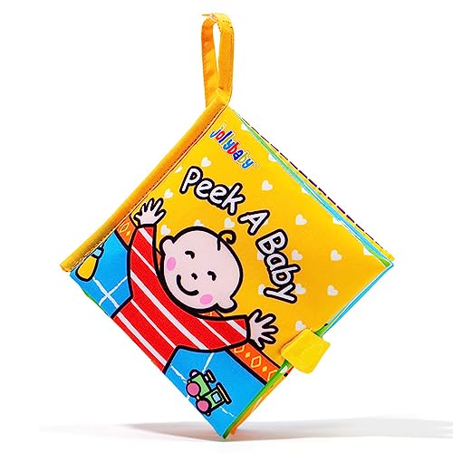 Baby Soft Cloth Books, Touch & Feel Crinkle Activity Interactive Book, Early Development Stroller Toys for Infants and Toddlers (Peek a Baby)