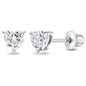 925 Sterling Silver Girls CZ Heart Hypoallergenic Safety Screw Back Earrings - Adorable 5mm Heart Earrings for Young Girls - Great Jewelry for Everyday Wear for Toddlers to Teens