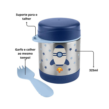 Skip Hop Insulated Baby Food Jar, Sparks Rocket, Stainless Steel, Holds 11oz