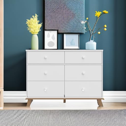 Storkcraft Modern Nursery Changing Table Dresser (White with White) – GREENGUARD Gold Certified, Dresser for Nursery, Changing Table With Drawers