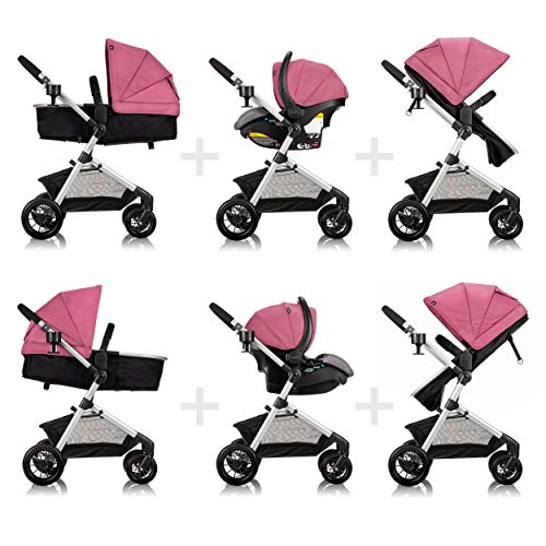 Evenflo Pivot Modular Travel System with LiteMax Infant Car Seat with Anti-Rebound Bar (Desert Tan)