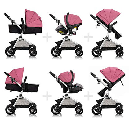 Evenflo Pivot Modular Travel System with LiteMax Infant Car Seat with Anti-Rebound Bar (Desert Tan)