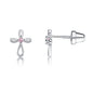 Cherished Moments Girl's 14K Dainty Gold-Plated or Sterling Silver Infinity Cross Earring with CZ and Screw Back