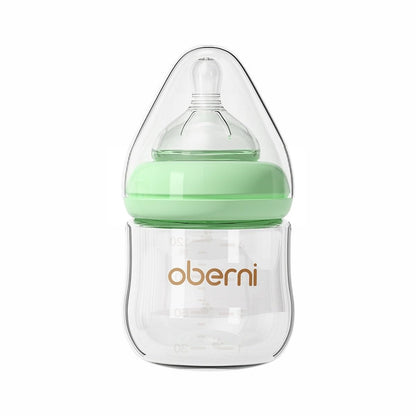 Glass Baby Bottles,Anti Colic Breastfeeding Bottle with Natural Response Nipple Size S,Wide Neck Slow Flow Baby Bottle for Baby,Newborn,Preemie 0-3 0-6 Month,BPA Free (Pink, 2 Pack, 4 Ounce)