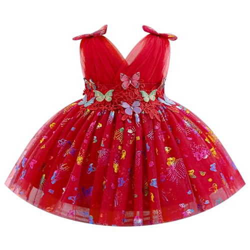 IDOPIP Toddler Baby Girls Shiny Butterfly Tutu Dress Princess Birthday Party Pageant Flower Girl Wedding V-Backless Dresses