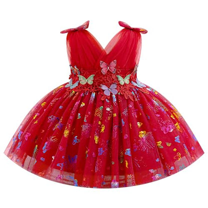IDOPIP Toddler Baby Girls Shiny Butterfly Tutu Dress Princess Birthday Party Pageant Flower Girl Wedding V-Backless Dresses